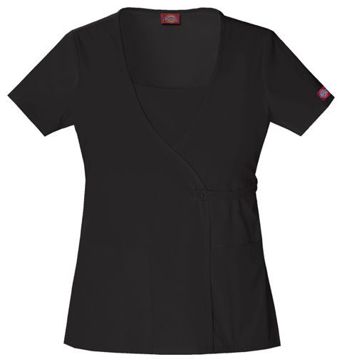 Dickies Scrub Top Mock Wrap in Black   82842BLKZ