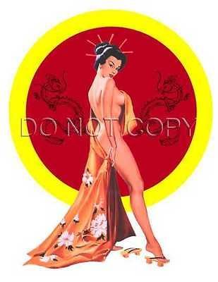 Tattoo Art Japanese Geisha Pin Up Guitar Decals #241