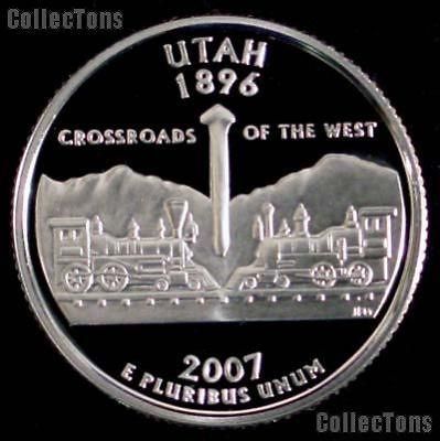 INCREDIBLE PROOF CAMEO 2007 S UTAH STATE QUARTER~FR/SHI