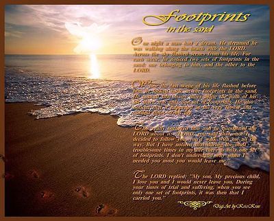 Footprints In The Sand Poem ~ Edible Image Icing Cake, CupcakeTopper