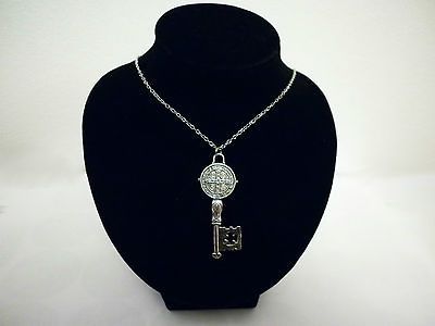 Templars Cross Key Latin Engraved Gothic Medieval Pendant Necklace