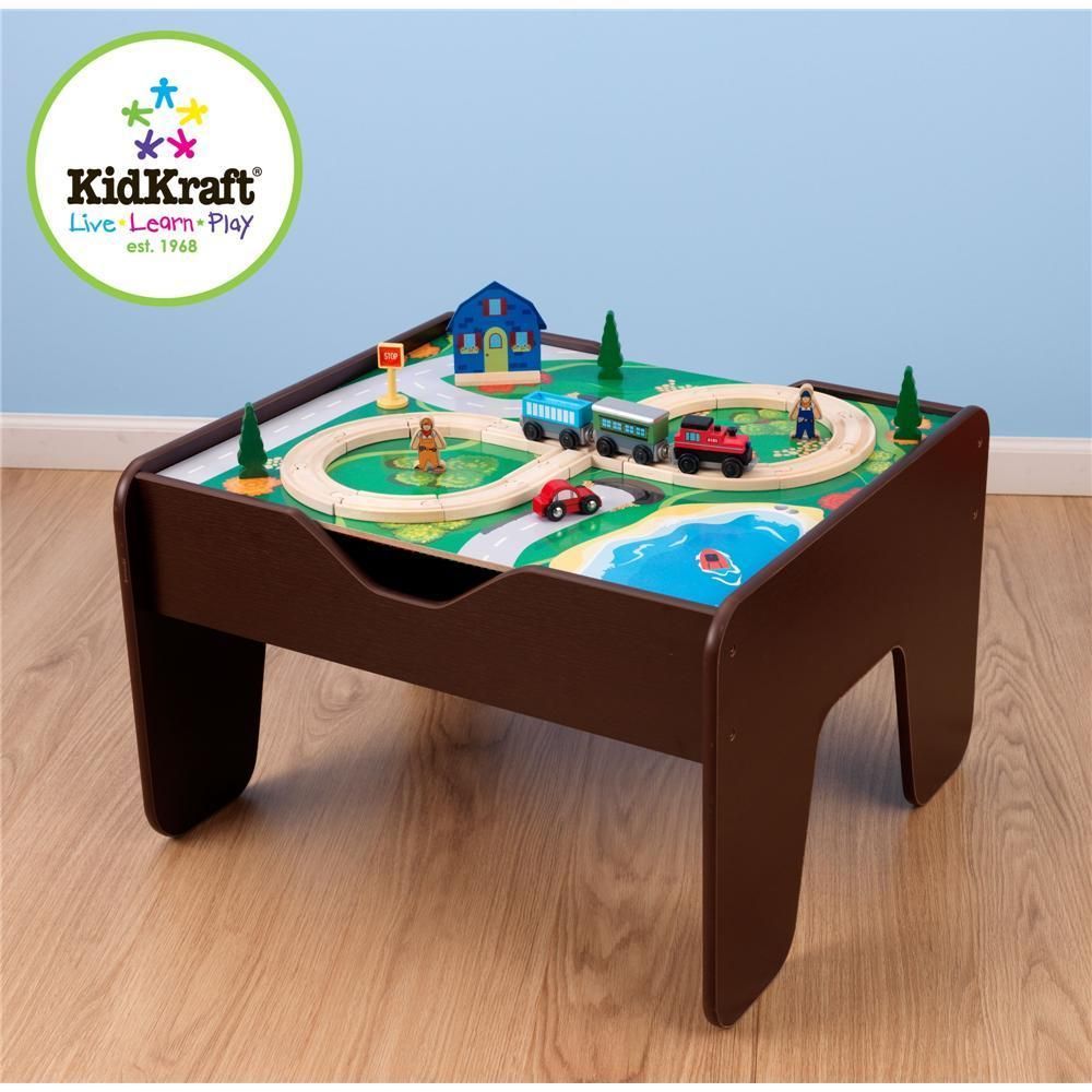 KidKraft 2 in 1 Activity Table w Lego Board +Train Set +200 Blocks Toy