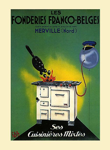 Gas Stove Franco Belges Kitchen France French Vintage Poster Repro