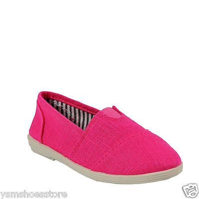 Soda Object 2 Girls Casual Fuchsia Linen Slip On Flat Shoes