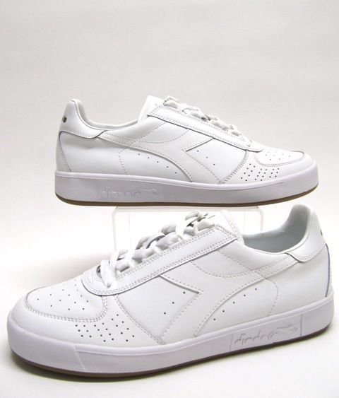 Diadora 80s Borg Elite Trainers in White/White Gold Badge Sizes UK 7,8