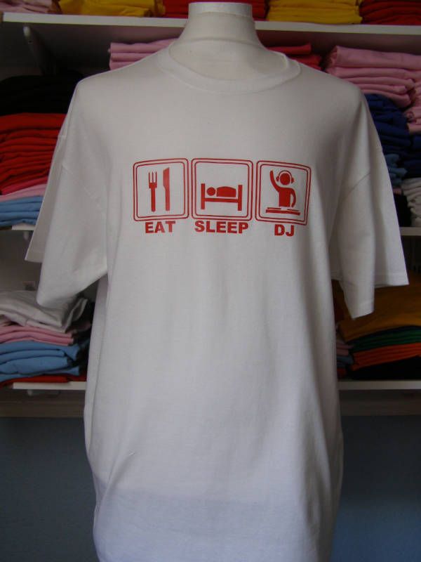 Eat Sleep DJ Tshirt Mix Turntable Vinyl Headphones