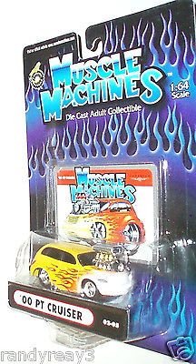 MUSCLE MACHINES 2002 1/64 DIECAST YELLOW W/FLAMES 00 BLOWN PT CRUISER