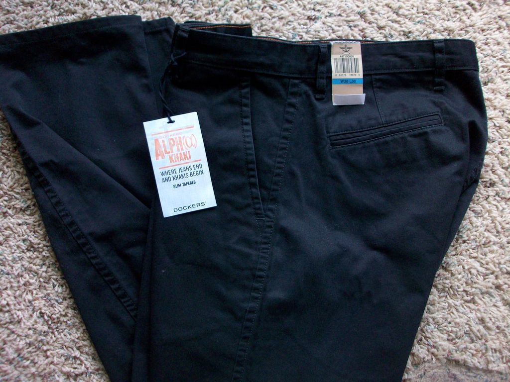 NEW DOCKERS BLACK ALPHA KHAKI PANTS MENS 36X30 #447150005 FREE SHIP