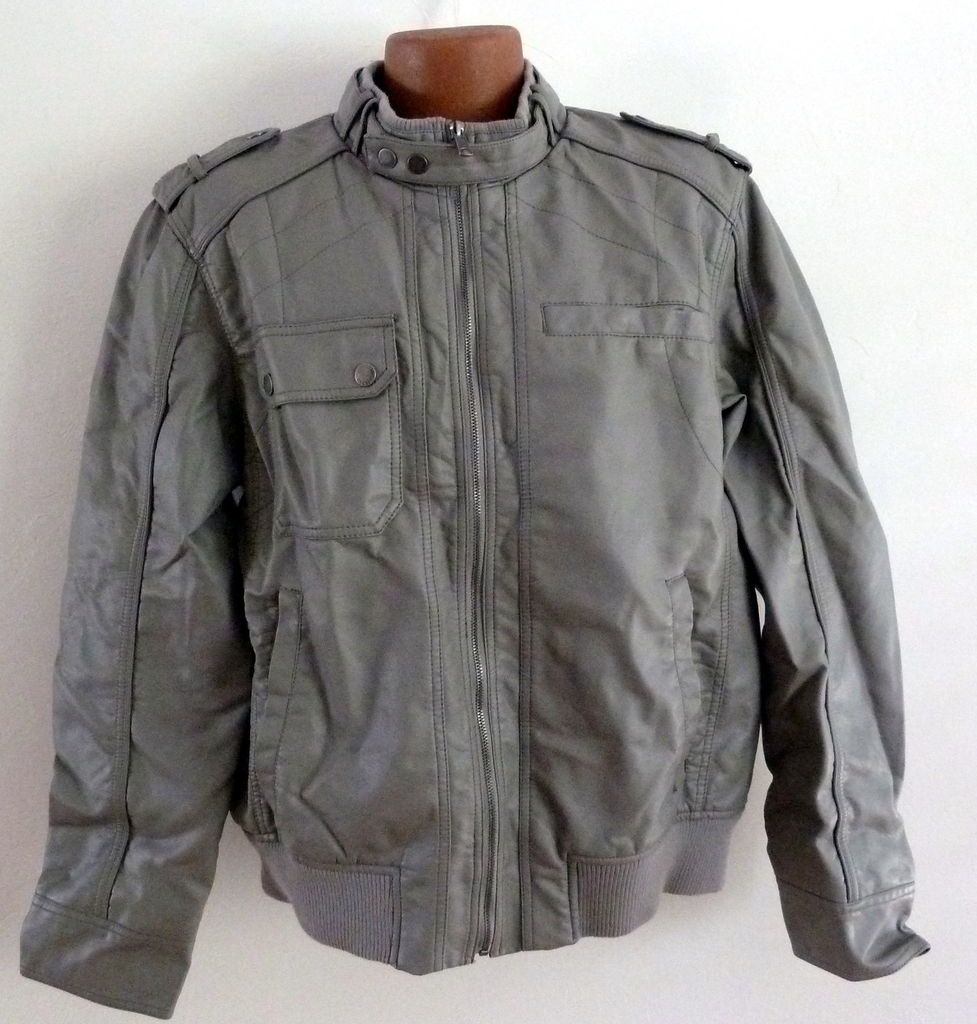 GUESS SOFT PU KYLE BOMBER JACKET STONE GREY**Authenti c** NWT, 