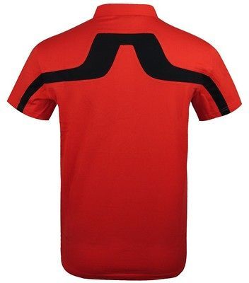 NEW J LINDEBERG MEN GOLF LACHLAN SLIM LUX BRIDGE JERSEY RED CORAL SIZE