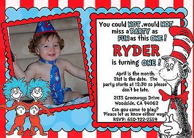 DR. SEUSS THING 1 THING 2 INVITATION   YOU PRINT   24 HR SERVICE