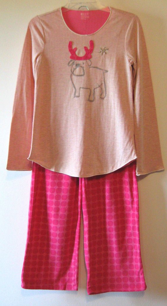 Bull Dog Pajamas Womens size S L XL Winter Pajamas by HUE FREE US