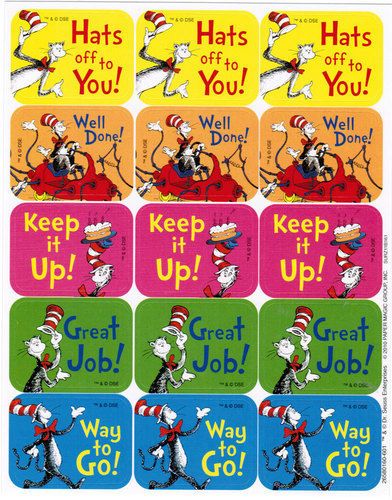 DR SEUSS Cat in the HAT Reward Stickers NEW Sheet