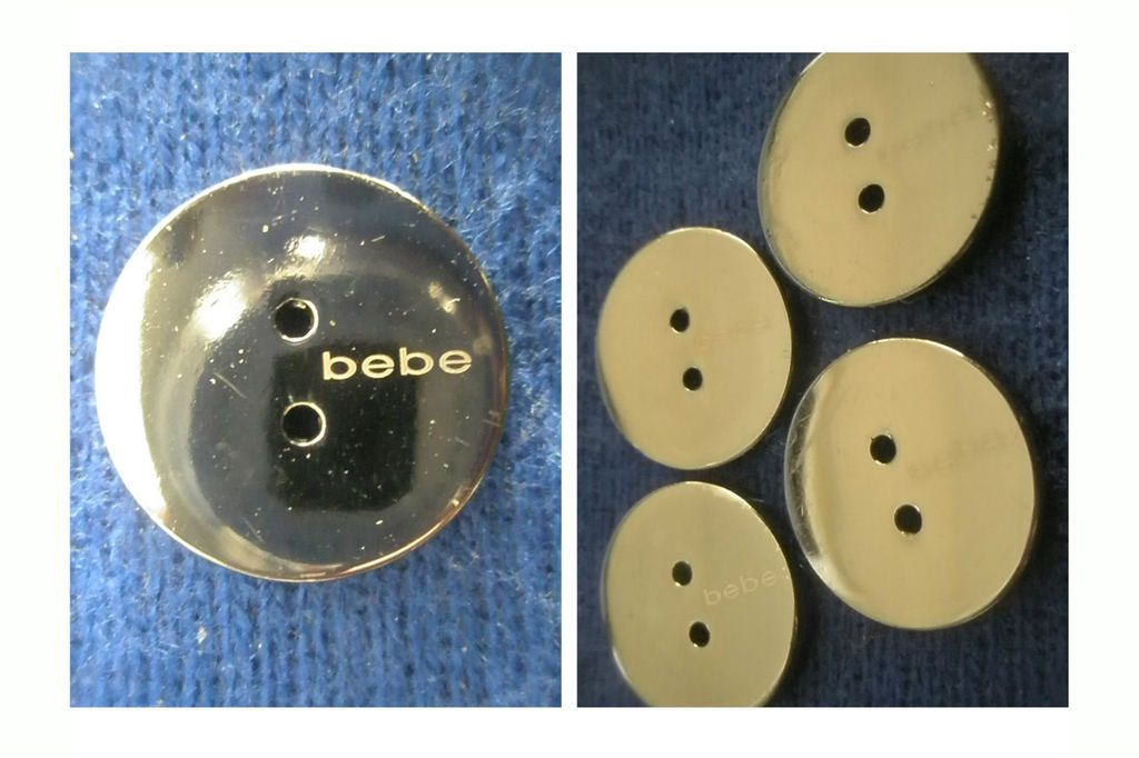 bebe DESIGNER 2 HOLE SEW THRU 4 BLAZER JACKET BUTTON SET GUN METAL