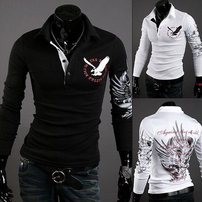 Vintage Mens Casual Trendy Slim Fit Tattoo Graphic Printed Design