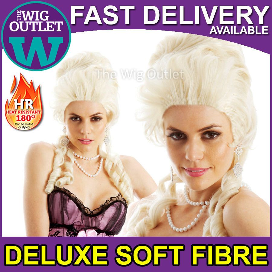 BLONDE MARIE ANTOINETTE WIG Renaissance Queen Womens Fancy Dress