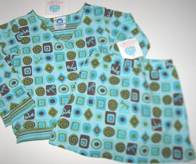 Resources aqua brown polka dot dragonfly scooter shirt set girls 5 NWT