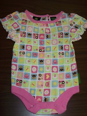 Deere Pastel Blocks Bodysuit Ruffled Sleeve Edge Pink Trim SN334WJD