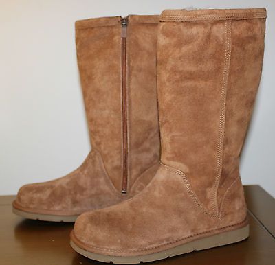 Auth Womens UGG Australia Kenly Sheepskin Suede Boots #1890 Chestnut