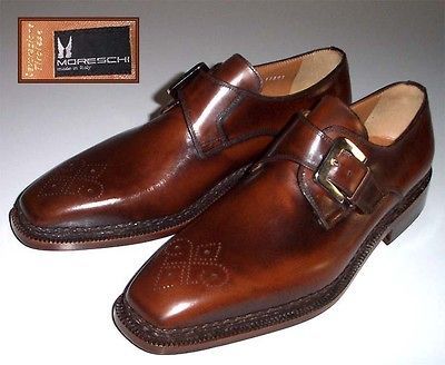 new MORESCHI Rufina bench made shoes 8 monk strap $825+