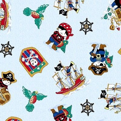 Pirates Kids Print Quilt Fabric Fat Quarter 100%Co tton 18x 22