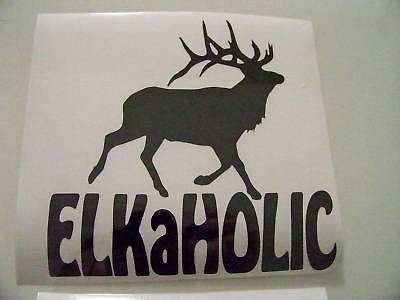 ELKaHOLIC ELK HUNTING DECAL FULL MOUNT ANTLER WHITE NEW