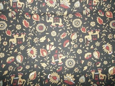 Yard Elephants black and brown upholstery sewing Fabric by