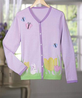 Easter Garden Pastel Cardigan Sweater Spring Garden Cardigan