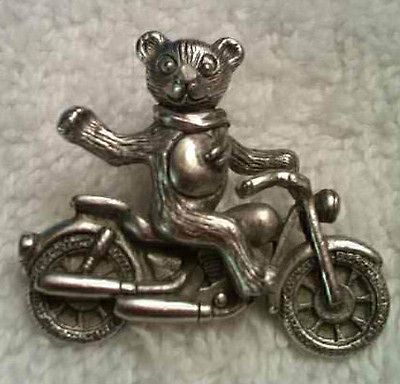 & Bear Pewter Lapel Pin Tie tac by artist Mark Eliot Schwabe