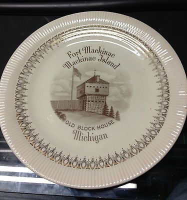 Fort Mackinac Island Enco Plate 22kt Gold Trim