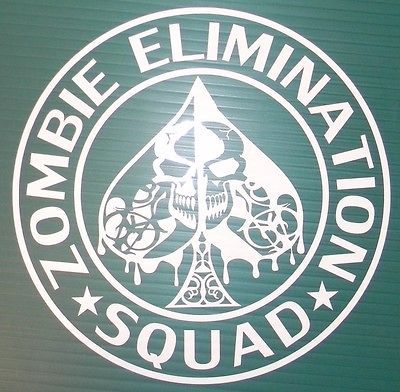 Zombie Elimination Spade 8 Decal AR15 AK Apocalypse Sticker Tactical