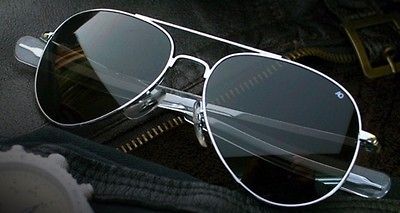 Silver AO American Optical General Sunglasses 58mm Bayonet Pilot