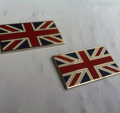 mazda mx5 Quality Self Adhesive Union Jack Badges emamal on brass ,