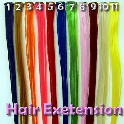 18 SYNTHETIC CLIP IN HAIR EXTENSIONS HEAT TOLERANT FIBRE Funky Colors