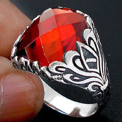 11.18cts RED GARNET OCTA 925 STERLING SILVER MANS RING JEWELRY size