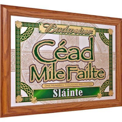 Budweiser Celtic Irish Label Beer Bar Mirror Pub Sign   New