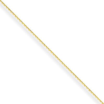 20 Inch 10k Yellow Gold .6mm Solid Diamond Cut Cable Chain Necklace