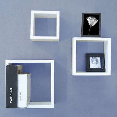 Set of 3 White Decorative Wall Cubes