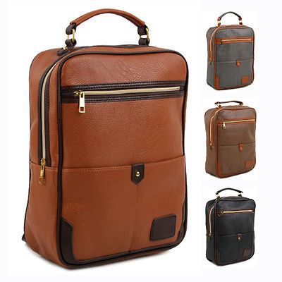 Womens mens Unisex PU leather Laptop Notebook bag School Backpack Free