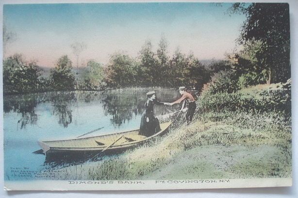 FT. COVINGTON NY DIMONDS BANK MAN & WOMAN BOAT PC