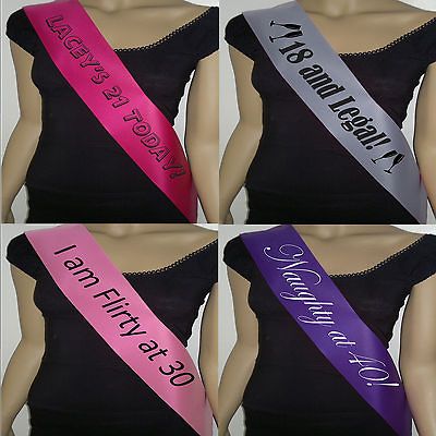 PERSONALISED AGE BIRTHDAY SASH 13TH 16TH 18TH 21ST 30TH 40TH 50TH