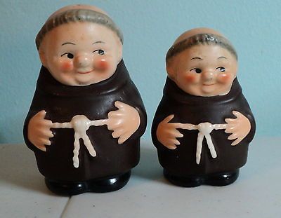 Goebel Friar Tuck Monk Shakers, Lot of 2   Full Bee Mark TMK 2 Salt