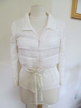 Chanel 06P Silk Ivory Long Sleeve Blouse/Top/Shirt Size 36