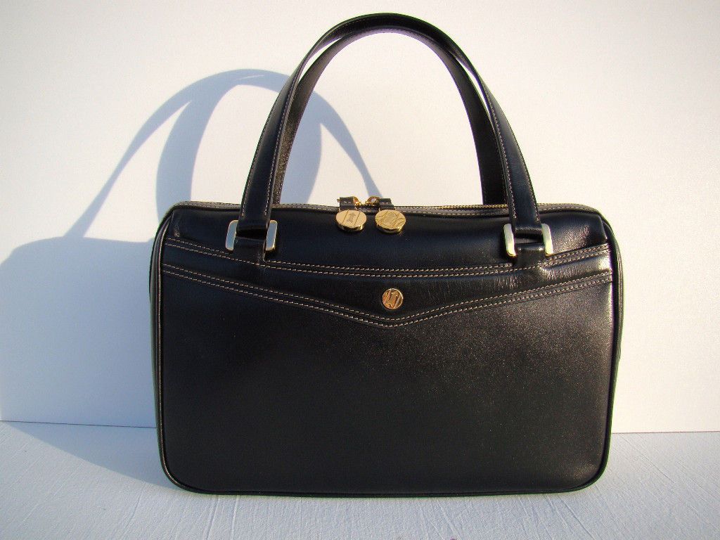 NEW GOLDPFEIL BLACK LEATHER LADIES HANDBAG GERMANY