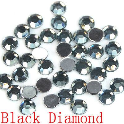 Black Diamond Acrylic Rhinestones Flat silver Back Art Cards Crafts