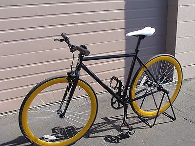 2013 R4 BLACK W/ ANODIZED GOLD WHEELS FIXED GEAR ROAD BIKE DEEP V