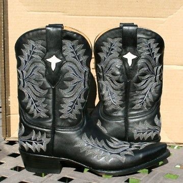 WOMANS~STETSON COWBOY BOOT~US 8.5~STELLA~OIL ED BLACK w/ WHITE~NEW