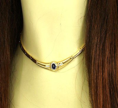 DESIGNER H. STERN 18K, DIAMONDS & BLUE SAPPHIRE LADIES CHOKER STYLED