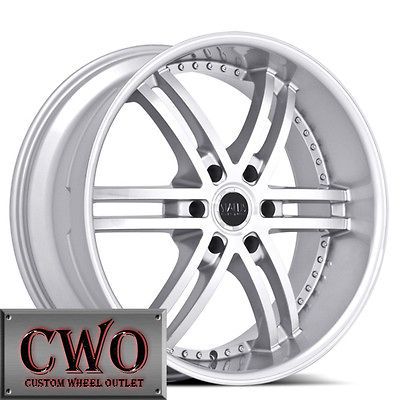 22 Silver Status Knight 6 Wheels Rims 6x139.7 6 Lug Chevy Tahoe