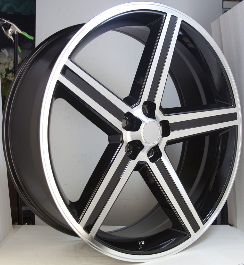 BLACK MACHINED 5 Lug 5x120.7 Wheels Impala Camaro RIMS SET IROCS